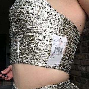 Swarovski Crop Top With Velvet Bubble Skirt